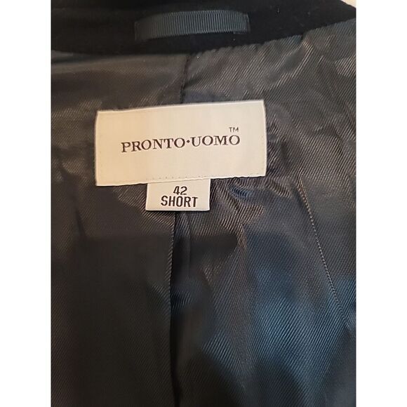 New Pronto Uomo Mens Black TrenchCoat Long Jacket Wool Cashmere 42S 50" Chest - Picture 8 of 11